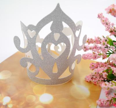 China Papercraft Silver Glitter Crown Princess Cake Topper Cake Decoration Princess Birthday Party for sale