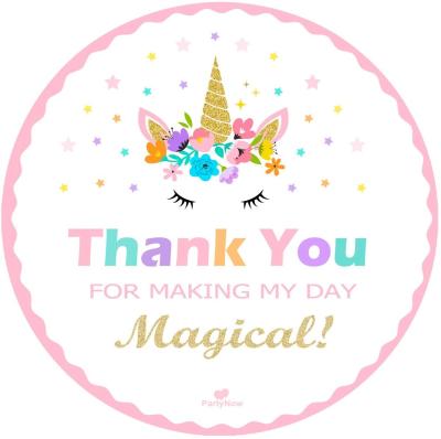 China Decorative Sticker Unicorn Stickers Gold Glitter Magical Thank You Unicorn Sticker for sale