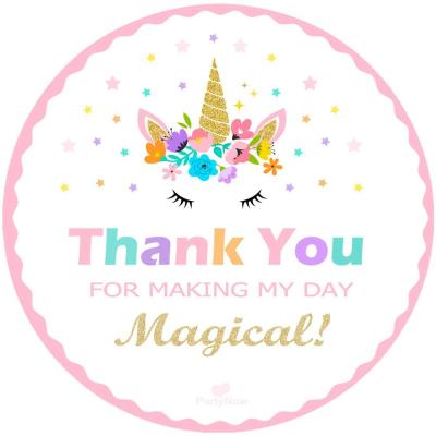 China Cute Girl Unicorn Stickers Gold Glitter Decorative Sticker Magic Thank You Sticker for sale