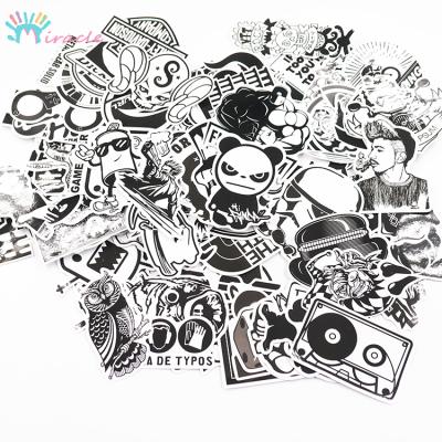 China 2019 New Waterproof+Eco-friendly Black And White PVC Cartoon Sticker For Luggage And Car Sticker for sale