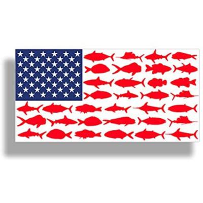 China Waterproof+Eco-friendly Pride Sticker USA Blue White Red Fish Flag American Fishing Sticker for sale