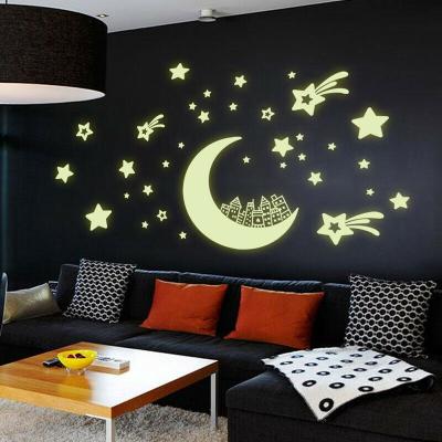 China Decorative Christmas Sticker MY250 Lots of Glow in the Dark Stars Moon Luminous Kids Bedroom Wall Stickers Ceiling for sale