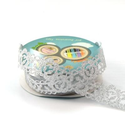 China MY052 DIY Waterproof Decorative Silver Color Glitter Lace Washi Tape From China for sale