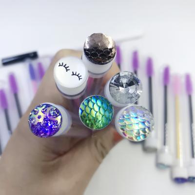 China Wholesale Reusable OEM Diamond Gem Resin Tube Mascara Magic Wands Glitter Brush Lash Brush Stone Tube for sale