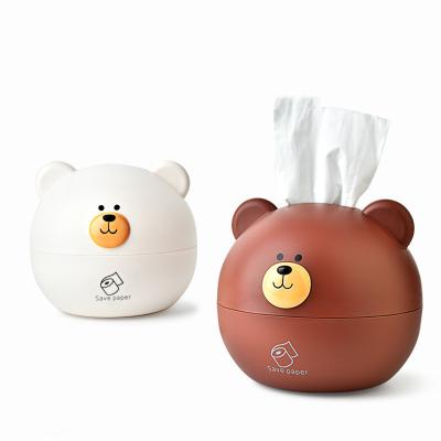 China Nordic Cute Tissue Box Lid Tissue Box PVC Tissue Box Portable Cartoon Bear Fashion Extraction for sale