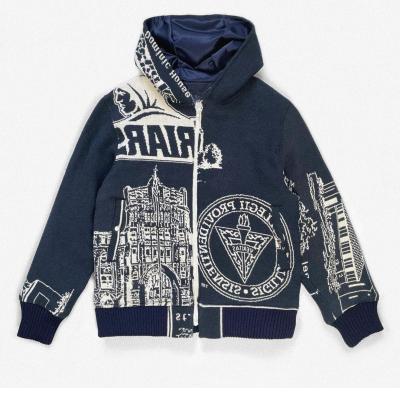 China Custom Woven Anti-wrinkle Xiaoxin Jacquard Fabric Tapestry College Hoodies For Boys Zipper Coating Plus Size Brand Logo Soft COVER Hoodies for sale