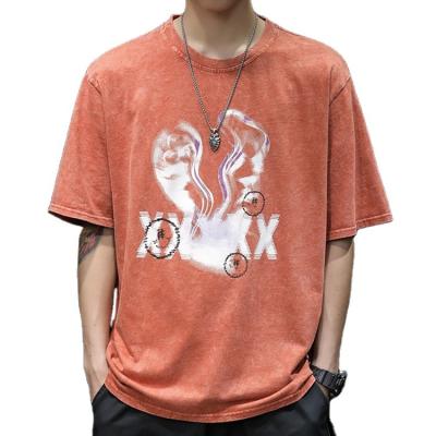 China High Quality Viable Wholesale Men's Xiaoxin Casual T-shirts Wash Dyeing Casual 100%Cotton T-shirt Round Collar Plus Size T Shirt for sale