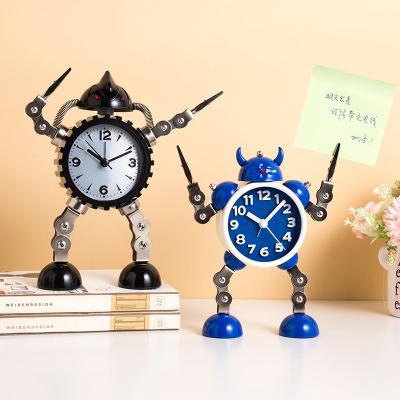 China Factory direct sales cartoon metal alarm clock DIY gift student time clock children cartoon robot clock for sale