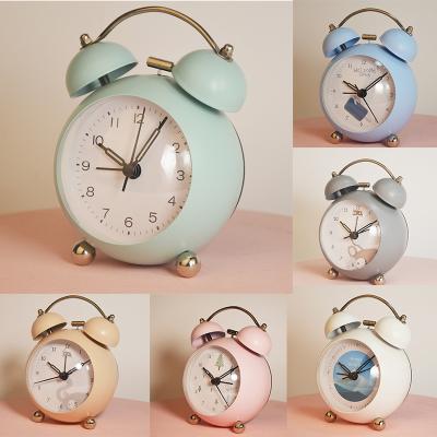 China New Cartoon Cool Wake Up Japanese Simple Smart Bell Clock Metal Student Gift Mute Alarm for sale