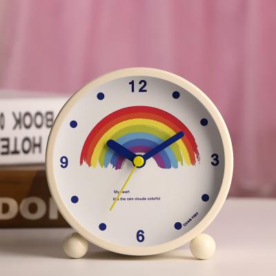 China 4 inch metal chiming hourly alarm clock with quartz movement and interesting dial for sale