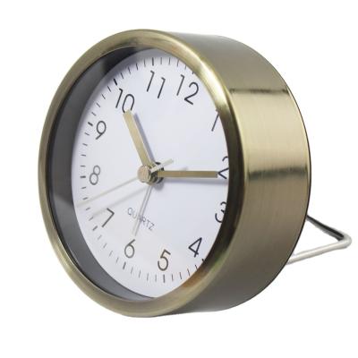 China Antique Simple Satin Metal Mini Alarm Clock Style Bronze Color Finishing In Karlsson Style for sale