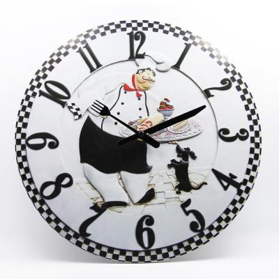 China BRIEF Style Wooden Food Wall Clock Delicious Food and Dog Pattern MDF Style Chef for sale