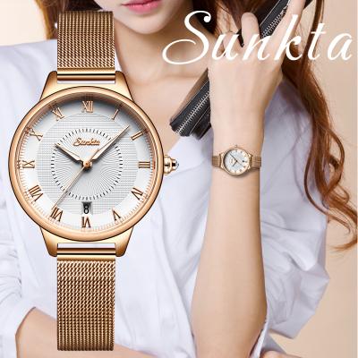 China 2020 SUNKTA Women's Luminous Hands Shape Quartz Watch Lady Casual Waterproof Simple Blue Wristwatch Gift For Girls Wife Relogio Feminino Gift for sale