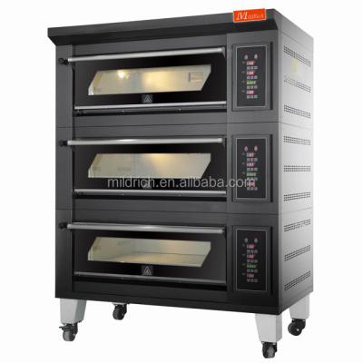 China Commercial Catering Commercial Bread Ovens Three Deck 12 Trays Baking Gas Baking Oven For Bakery With Steam for sale