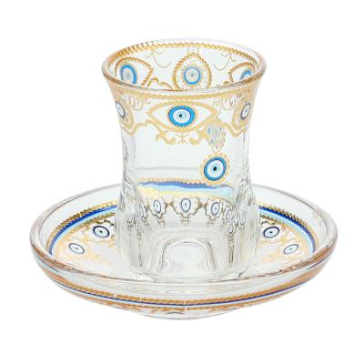 China Wholesale Glass Cups Sets Tea Gift Coffee Glass Cup And Saucer Set for sale