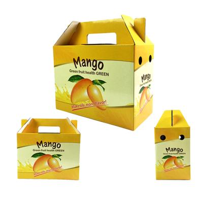 China Recycled materials quality assurance logo corrugated paper fruit package custom paper box best with handle for sale