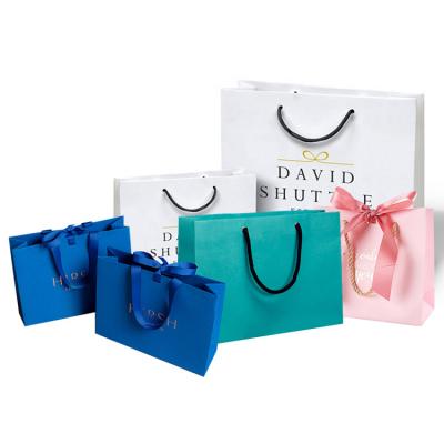 China Recyclable High Quality Custom Recycled Luxury Paper Gift Box Jewelry Bag With Ribbon for sale