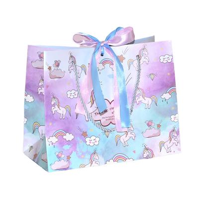 China Recyclable Perfect Quality Color Kraft Paper Bow Gift Durable Paper Bag With Handle Gift for sale