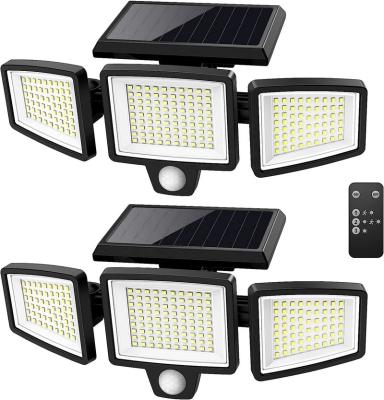 China Garden Solar Outdoor Lights LED Security Lights with Remote Control,3 Heads Motion Sensor Lights, IP65 Waterproof,270 Wide Angle Flood for sale