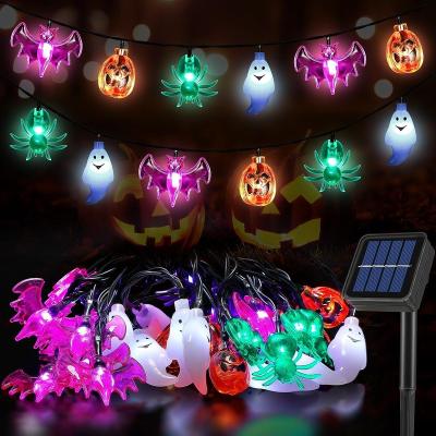 China Outdoor Halloween Party Holiday Solar Halloween Lights, 8 Modes 26ft 40 Led Pumpkin Bat Ghost Spider String Lights for Halloween Decoration, Waterproof for sale