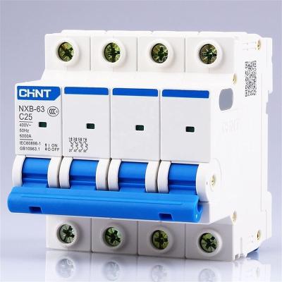 China NXB-63 4P Miniature LED Light Fixture AC 230/400V Circuit Breaker C 6 10 16 20 25 32 40 63A Overload Protector DZ47 C Style Air Switch for sale