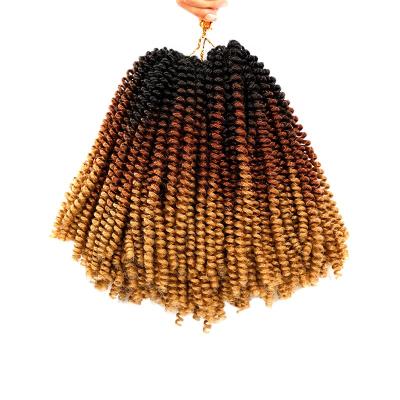 China Heat Resistant Hair Jamaica 8Inch Ombre Spring Twist Synthetic Fiber Bounce Fluffy Twist Crochet Braids Synthetic Hair Extensions Braids Kinky Curly Twists for sale