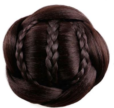 China Wholesale High Quality Synthetic Hair Ladies Style Brown Headwear Wig Knot Easy To Tie Clip In Synthetic Hair Bun Hairpiece Extensions for sale