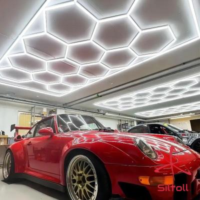 China Workshop/Garage/Barbershops/Gym/Office/Supermarket Hot Selling Hexagonal Pendant Lamp Garage High Quality Car Workshop PC Working Light for sale