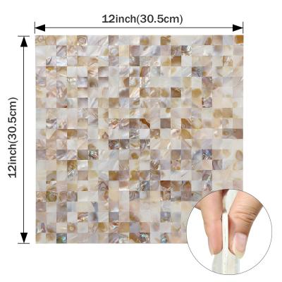 China Peel and Stick Vividtiles Factory Wholesale Mother of Chime Square Small Shape Tiles Stick on Kitchen Bathroom Living Room for sale