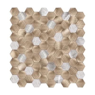 China Modern Aluminum Interior Wall Decoration Hexagon Mosaic Honeycomb Peel and Stick Mosaic Tile Backsplash Tile Stickers for sale