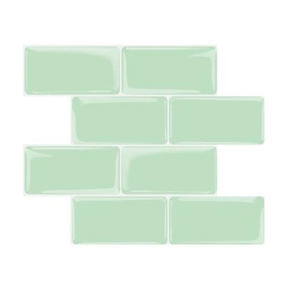 China High Quality Waterproof+ECO-Friendly+Self-adhesive 3d Self-adhesive Light Green Underground Wall Panel Effect Peel and Stick Backsplash Tiles for sale