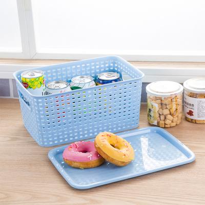 China Household Stocked Plastic Bedroom Baskets Snacks Storage With Lid for sale