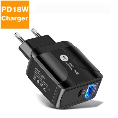 China Mobile Phone USB A Power Adapter Brick QC3.0 18W Brick QC3.0 18W Phone Charging Cable 20w Palladium Charger Travel Charger Super Fast Multi Dual Port Battery C for sale