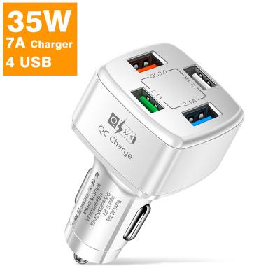 China LEFT Mobile Phone 35W 7A Qc3.0 4 4in1 Mobile Phone USB Car Charger Fast Charging One For Wholesale Multi-port Four Qc3.0 For Huawei xiaomi oppo for sale