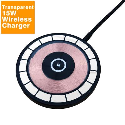 China 15W Transparent Punk Style Portable Fast Charging Wireless Charger For Iphone Transparent Clear Magnetic Wireless Charger For iphone 13 14 Samsung for sale