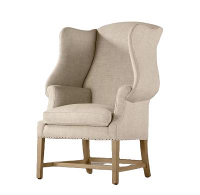 China American Luxury Simple Georgian Wingback Comfort Style Furniture Canvas Armchair Modern Leisure Home Dining Chair for sale