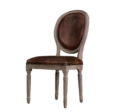 China Factory Supply Mid Century Home Furniture British American Vintage French Classic Round Leather Dining Chairs Modern Design for sale