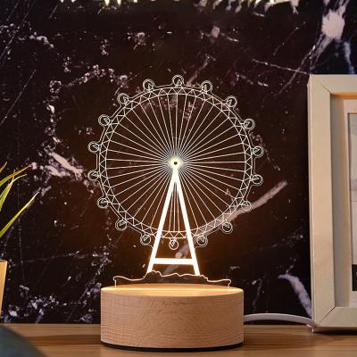 China Creative Gift Modern Acrylic USB Bedroom Bedside 3D Led Night Light for sale