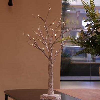 China Led Birch Tree Light Christmas Table Light Warm White Home Decor Silver Glitter Led Birch Tree Light for sale