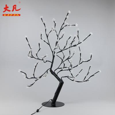 China Cherry Blossoms Branch 76cm Artificial Bonsai Table Lamp Decoration White Cherry Blossoms Branched Wedding Flower Tree Lights for sale