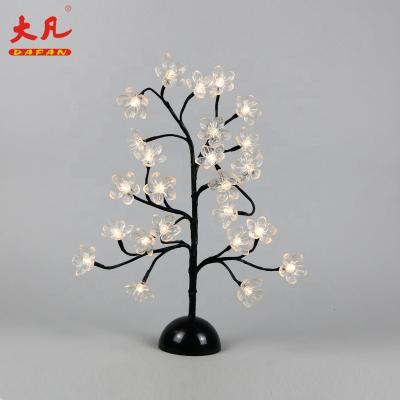 China Battery Tree Lights 45Cm White Plastic Cherry Blossom Flower Led Tree Light Battery Lamps Holiday Table Decor for sale