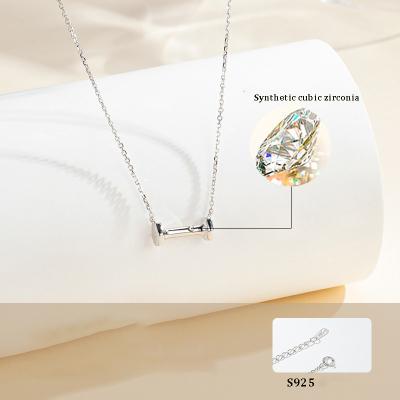 China Jian Yue New Small Dumbbell s925 Temperament Necklace Sensitive Light Luxury High-end Women Necklace Sensitive Silver Clavicle Chain for sale