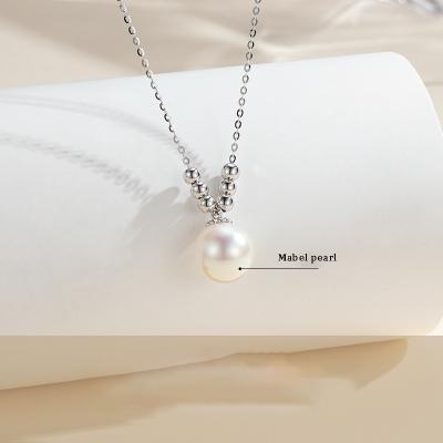 China New Vogue Jian Yue silver silver S925 small bean with pearl capricious light sense luxury fashionable high-end clavicle chain for sale