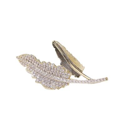 China Brooch Trend Leaf Brooch For Women Opal Stone Collar Pins Clothing Luxury Accessories Jewelry Wholesale Brooch For Women for sale