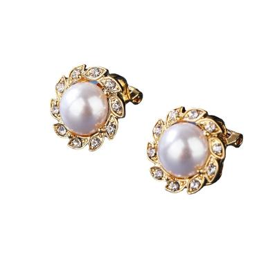 China New 925 Fashion Luxury 14k Gold Stud Earrings Jewelry Plated Pearl Earrings For Women for sale