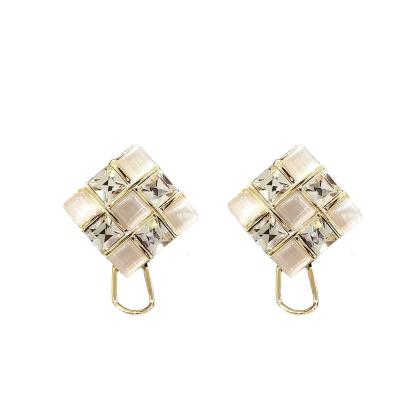 China Elegance 925 Korean Geometric Square Diamond Earrings Opal Women's Style Insti Simple Stud Earrings Silver Heart Silver Needle Earrings For Women for sale