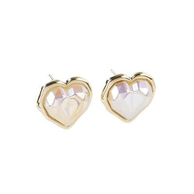 China Cute heart shape huggie geometric design earrings brass jewelry for nice woman gold plated earrings for girls for sale