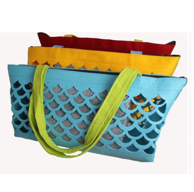 China Best Selling Eco - Friendly Felt Ladies Handmade Tote Bag Storage Shopping Organizer Felt Bag for sale