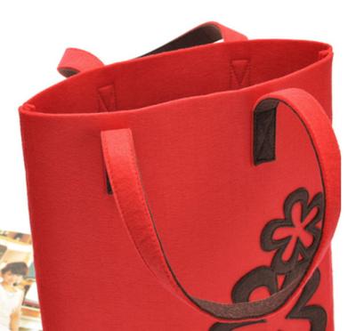 China Fashion Printed Red Felt Satchel China Tote Bag Brightly Colored High Quality Printed for sale