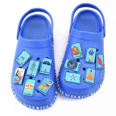 China Popular Soft PVC Lace Charm Factory Price Mexican Loteria Playing Card PVC Shoes Charms For Clog Shoes for sale